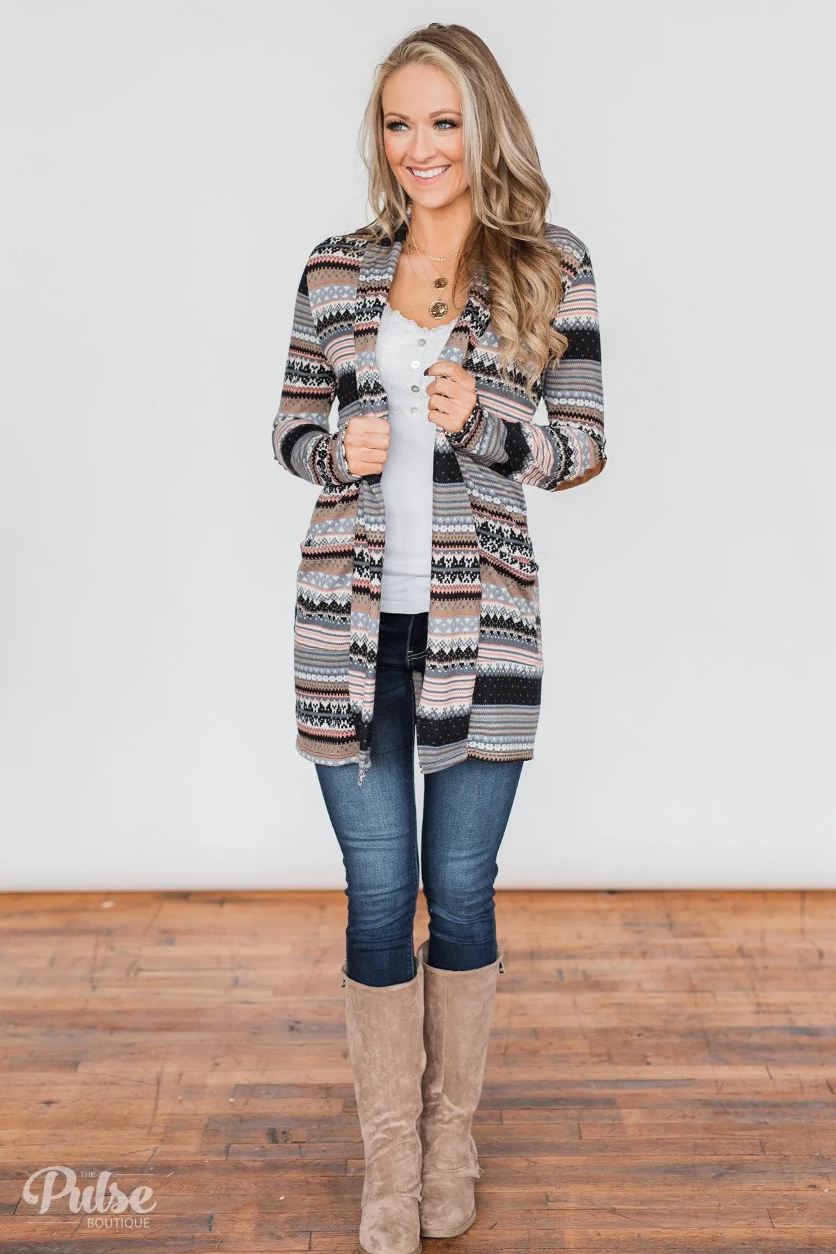 Unforgettable Printed Cardigan- Peach