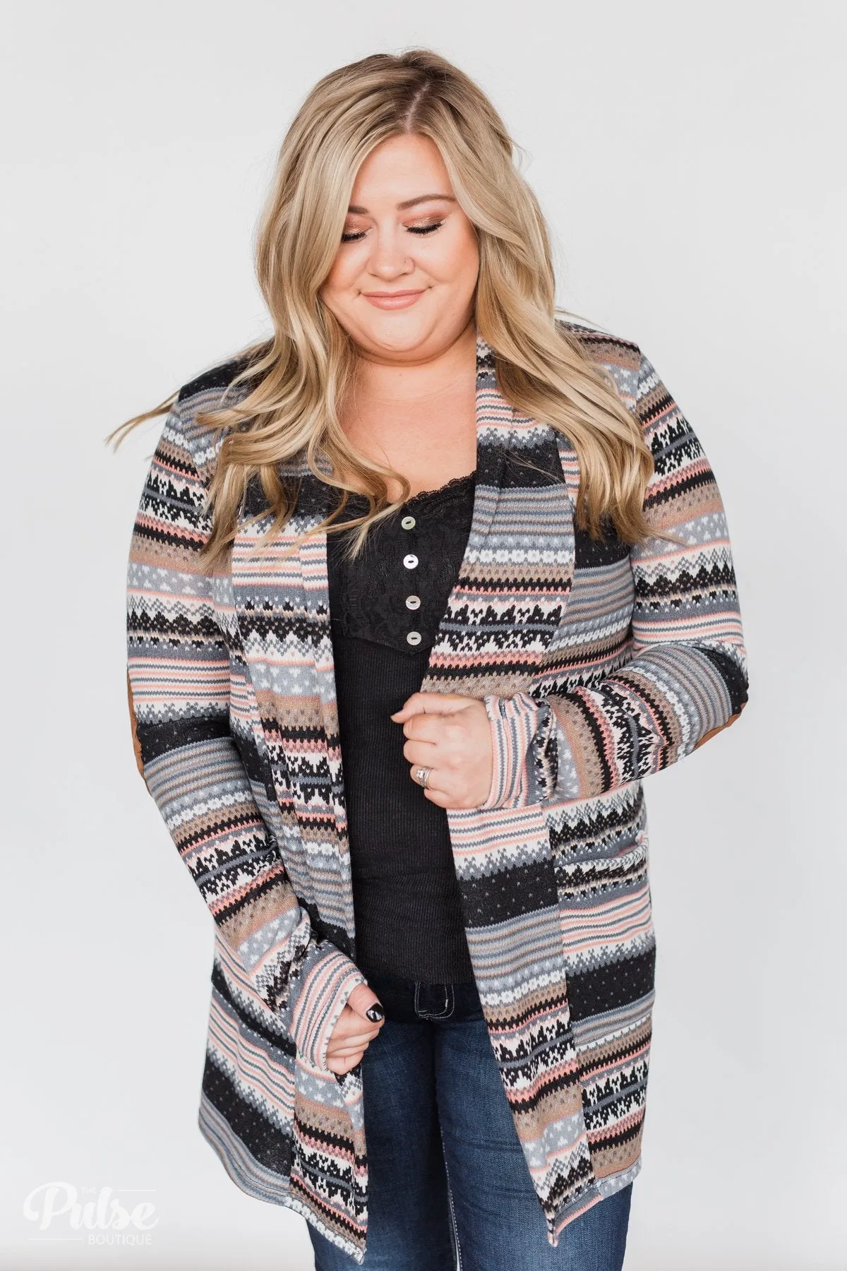 Unforgettable Printed Cardigan- Peach