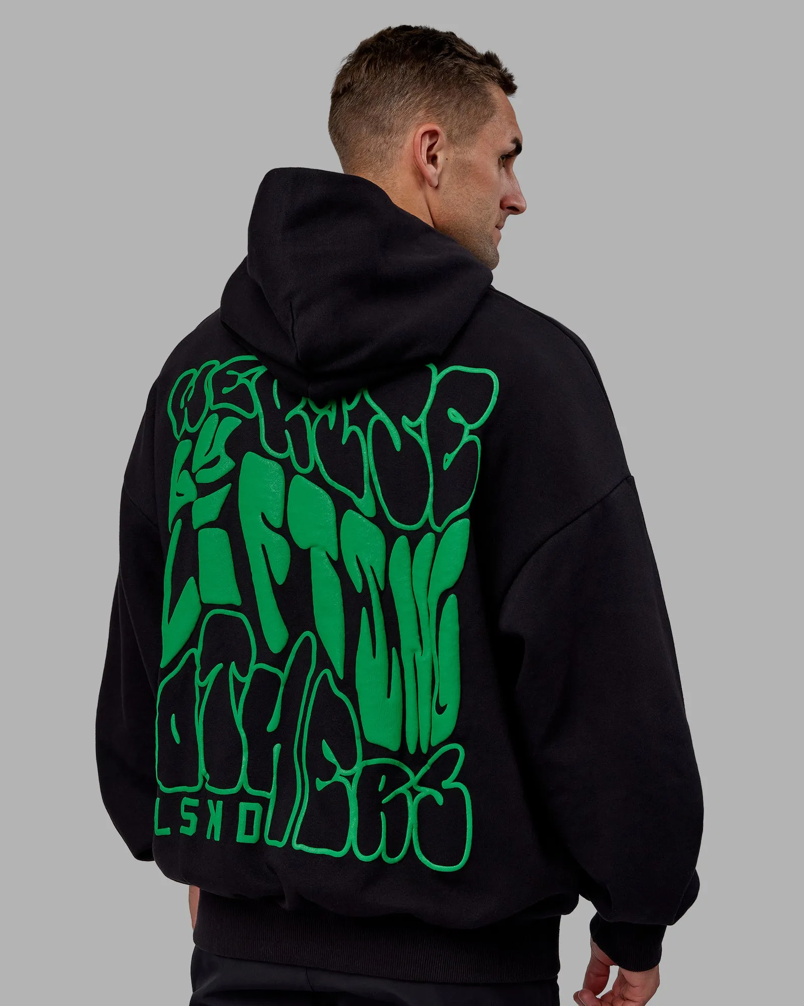 Unisex We Rise Hoodie Oversize - Black-Impact Green