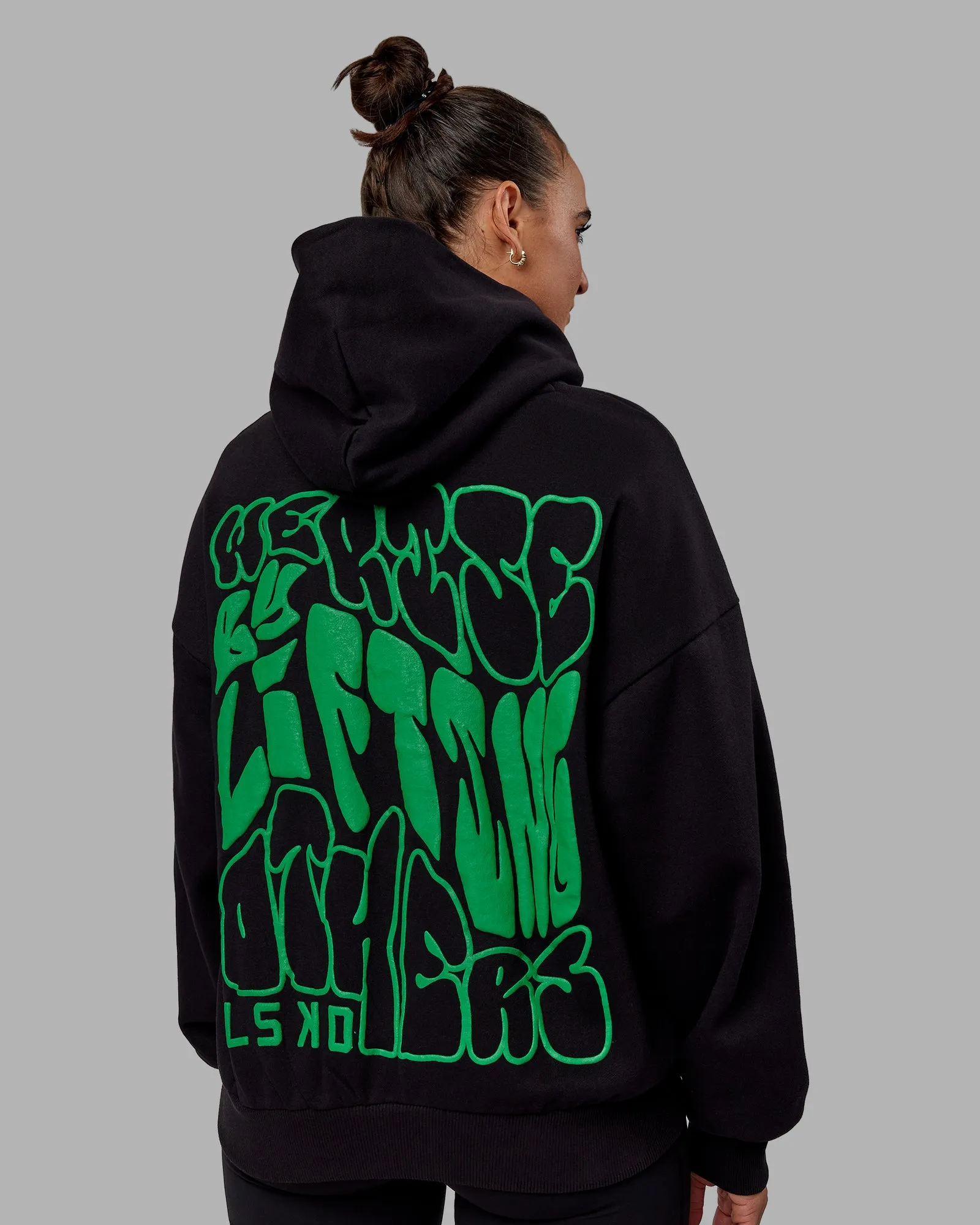 Unisex We Rise Hoodie Oversize - Black-Impact Green