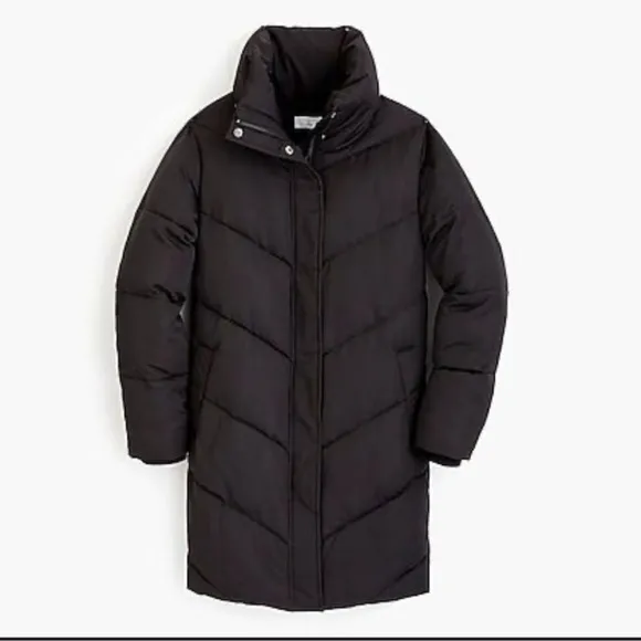 Universal Standard for J. Crew Chevron Black Puffer Coat Size Medium