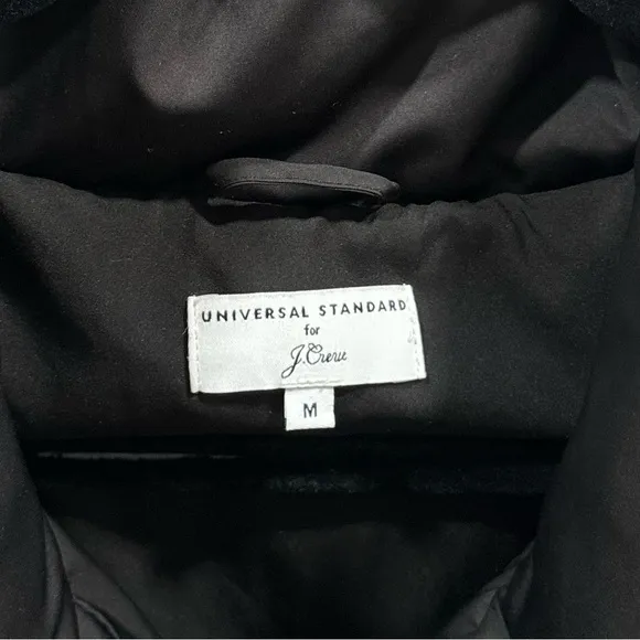Universal Standard for J. Crew Chevron Black Puffer Coat Size Medium