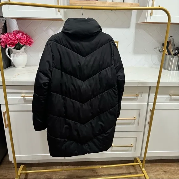 Universal Standard for J. Crew Chevron Black Puffer Coat Size Medium