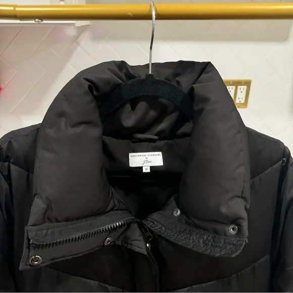 Universal Standard for J. Crew Chevron Black Puffer Coat Size Medium