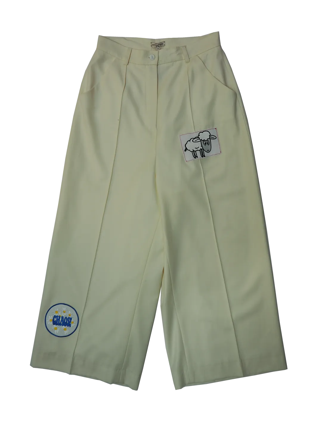 Upcycled Wool Low-waist Cropped Pants