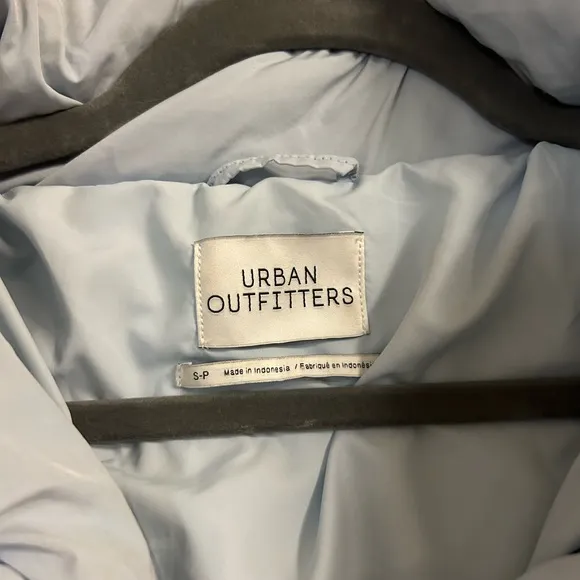 Urban Outfitters cropped light blue puffer coat