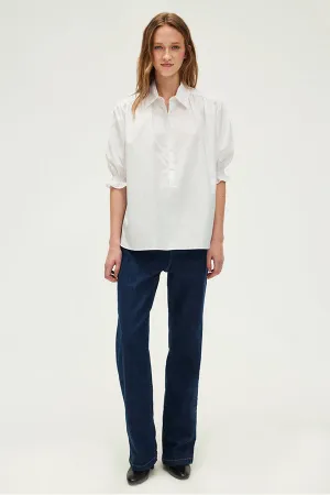URSELINE RUFFLED PLEATED POPLIN SHIRT