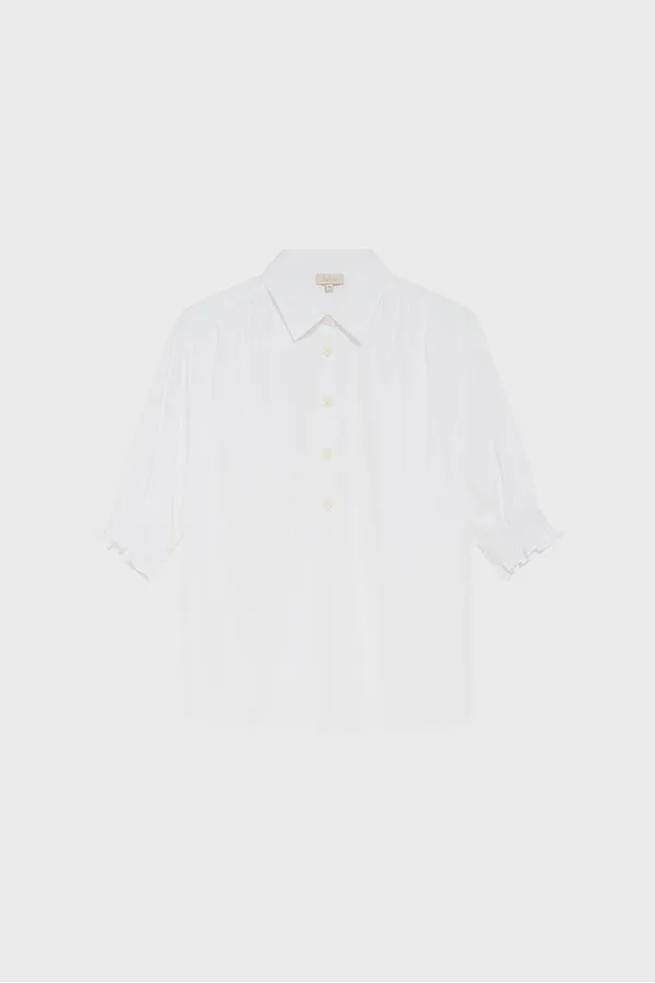URSELINE RUFFLED PLEATED POPLIN SHIRT
