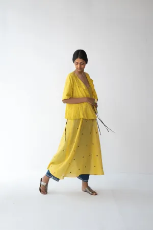 Urvashi Kaur   -  Yellow  Core Top Hand Block Printed Checkered