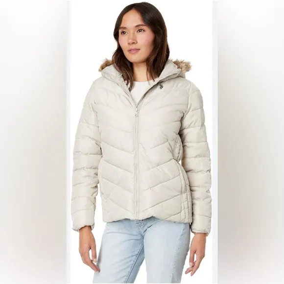 U.S. Polo Assn. Faux Fur Hooded Winter Jacket Size Medium