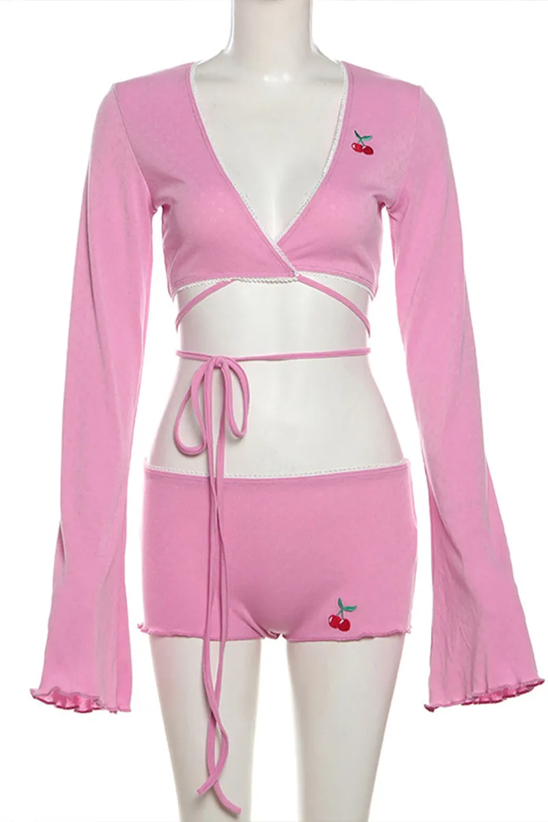 US3520 Crop Shirt and Shorts Set