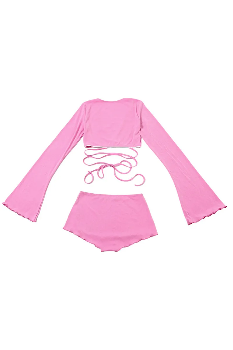 US3520 Crop Shirt and Shorts Set