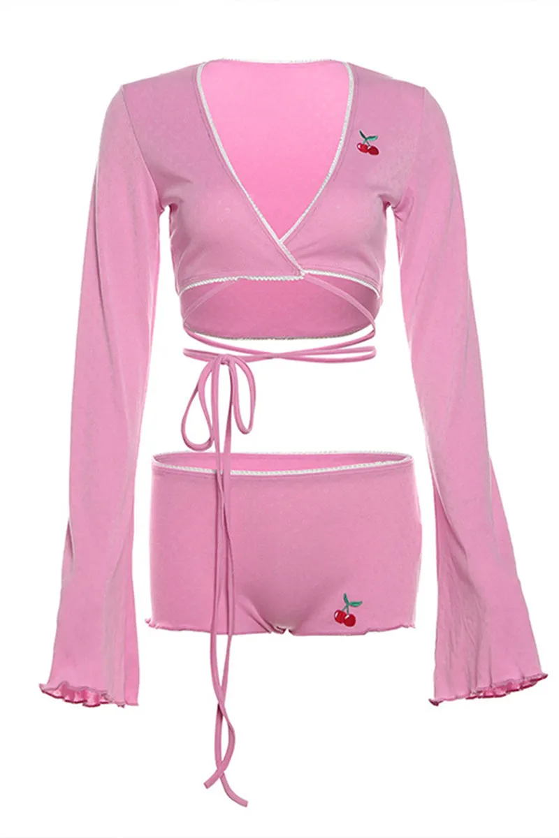 US3520 Crop Shirt and Shorts Set