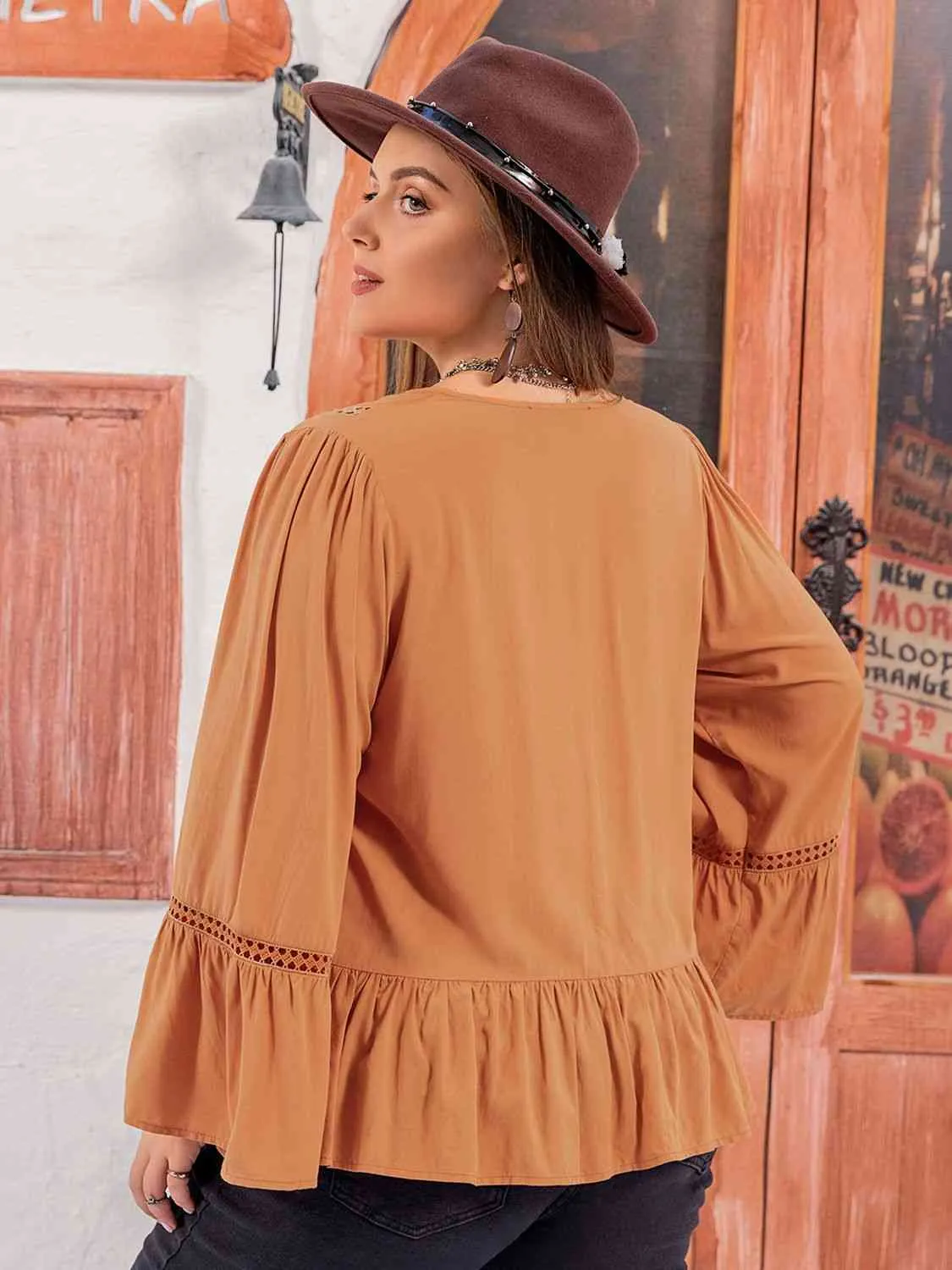 V-Neck Peplum Blouse
