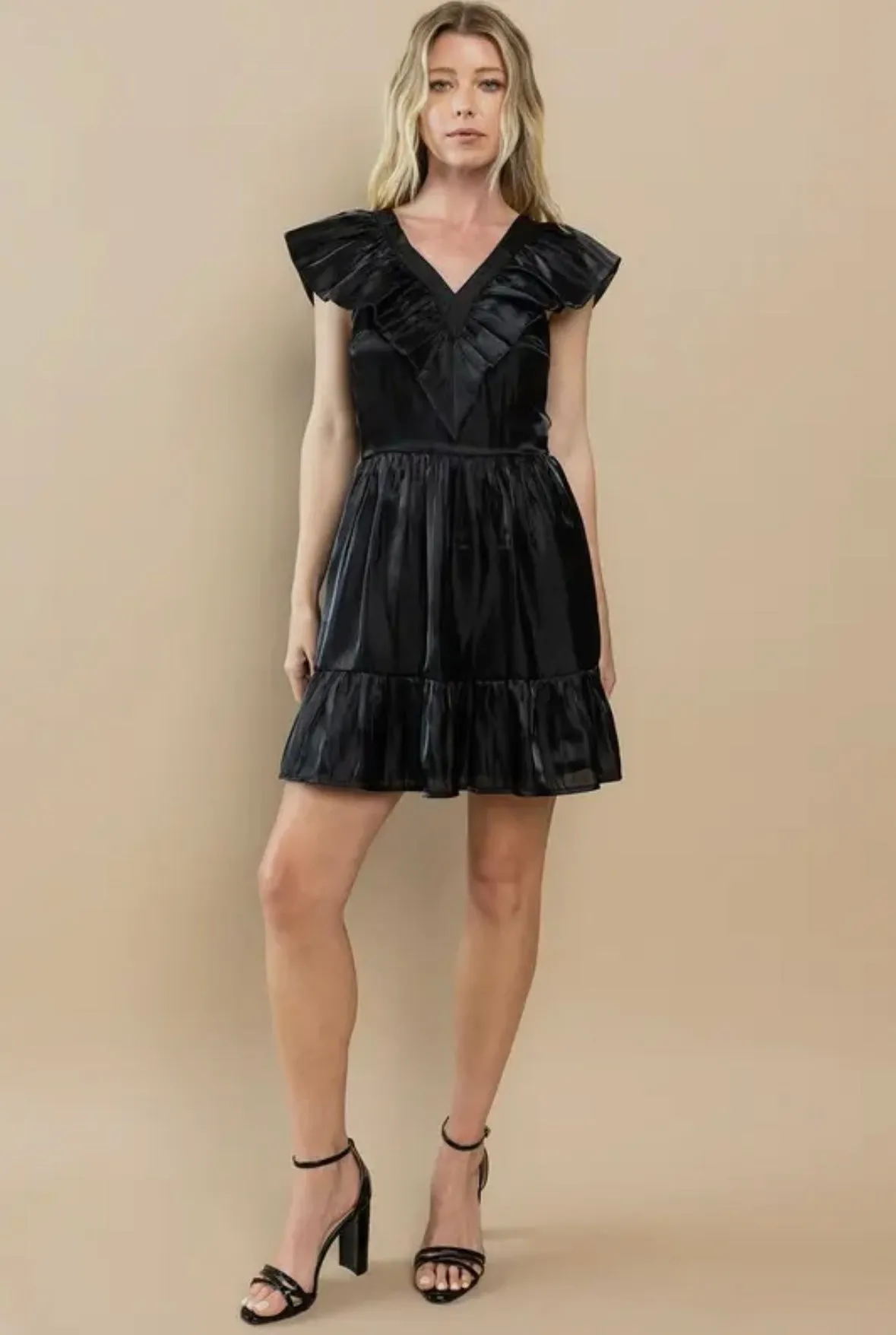 V- Neck Ruffle Dress