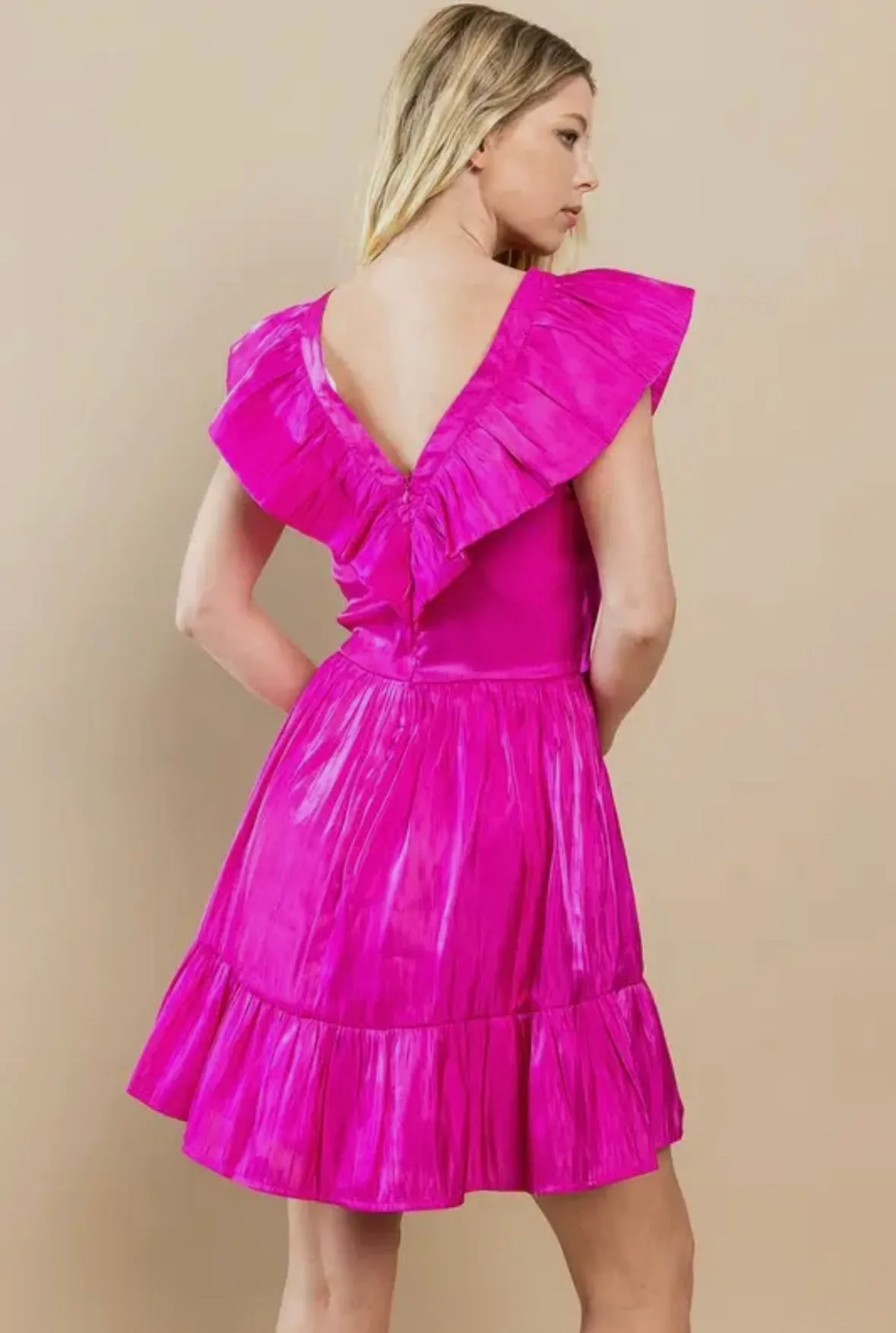 V- Neck Ruffle Dress