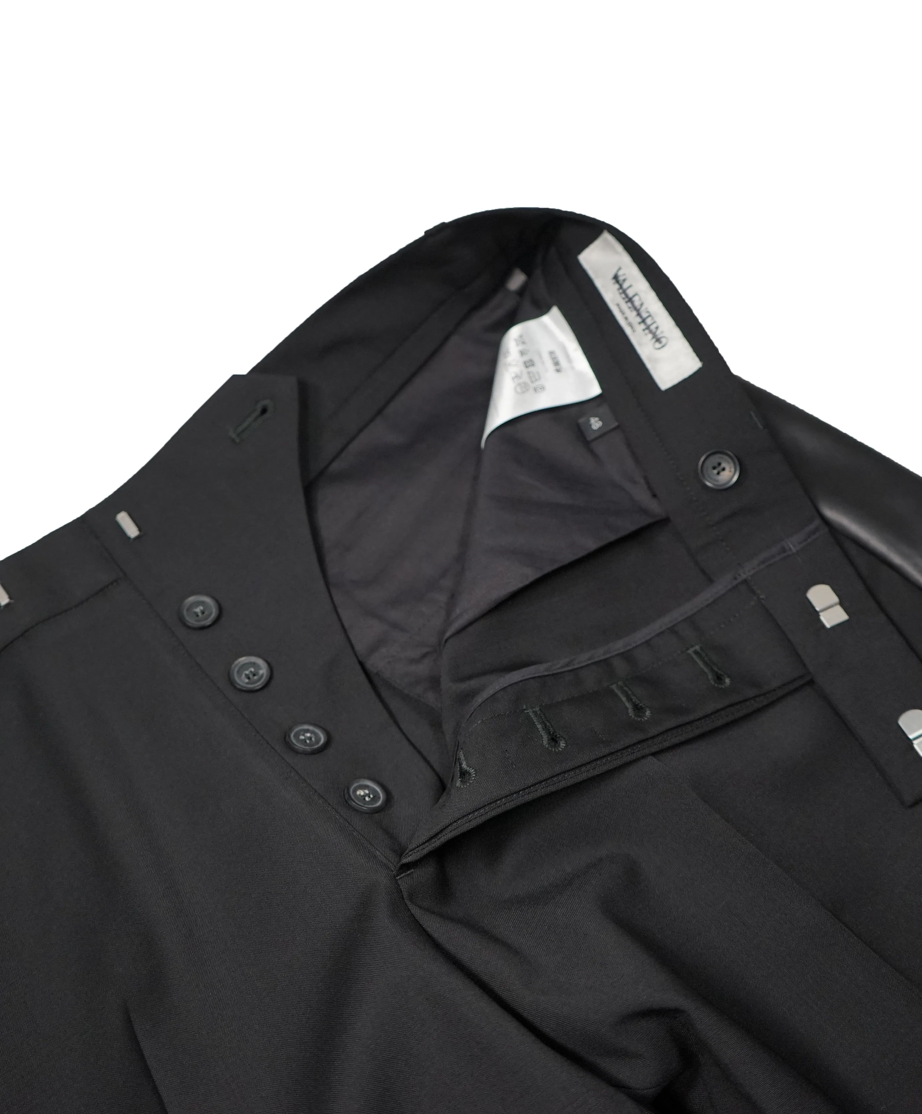 VALENTINO - Leather Side Stripe Wool Dress Pants - 33W