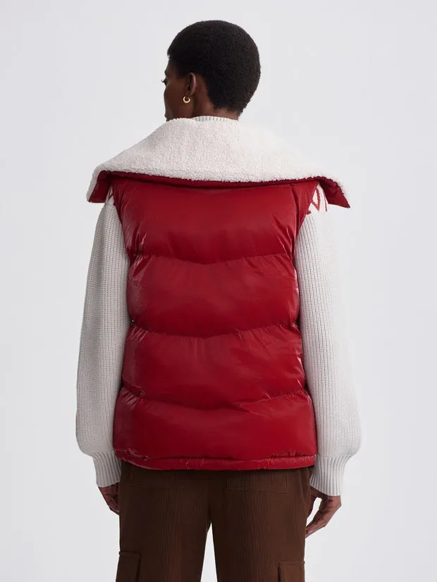 Varley Brock Puffer Gilet in Red Dahlia