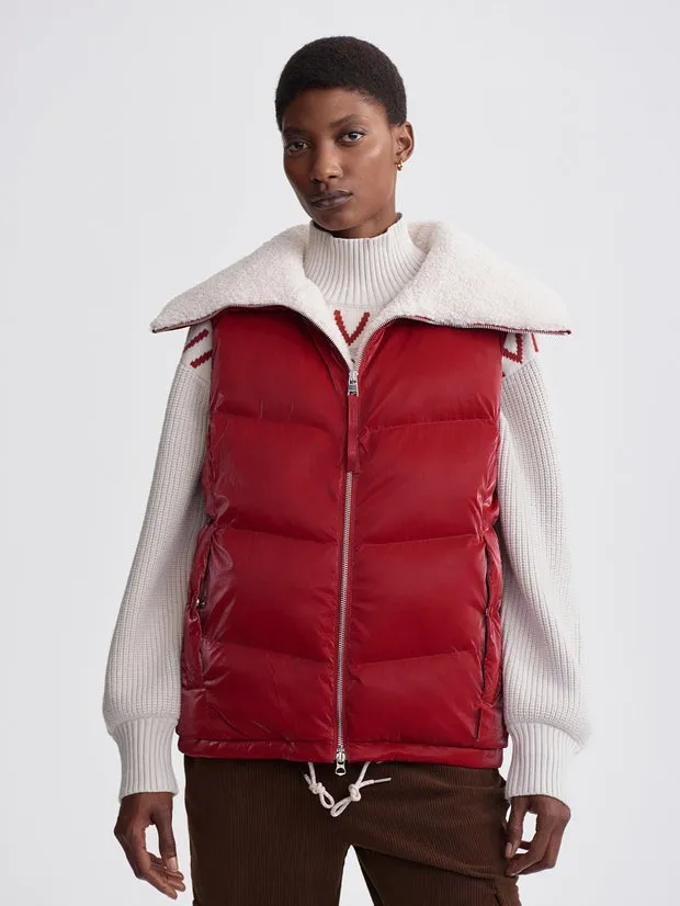 Varley Brock Puffer Gilet in Red Dahlia