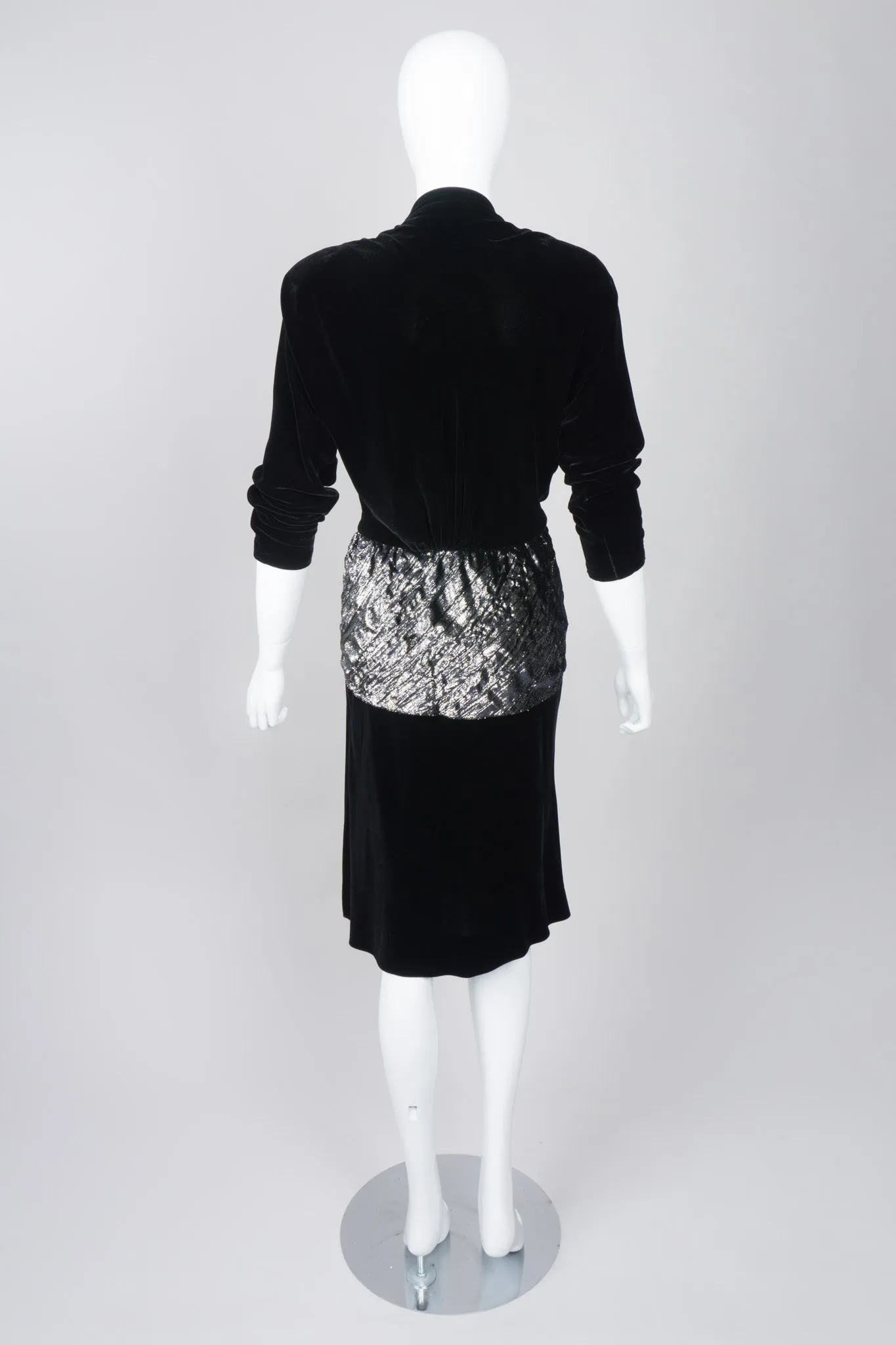 Velvet Lamé Peplum Dress