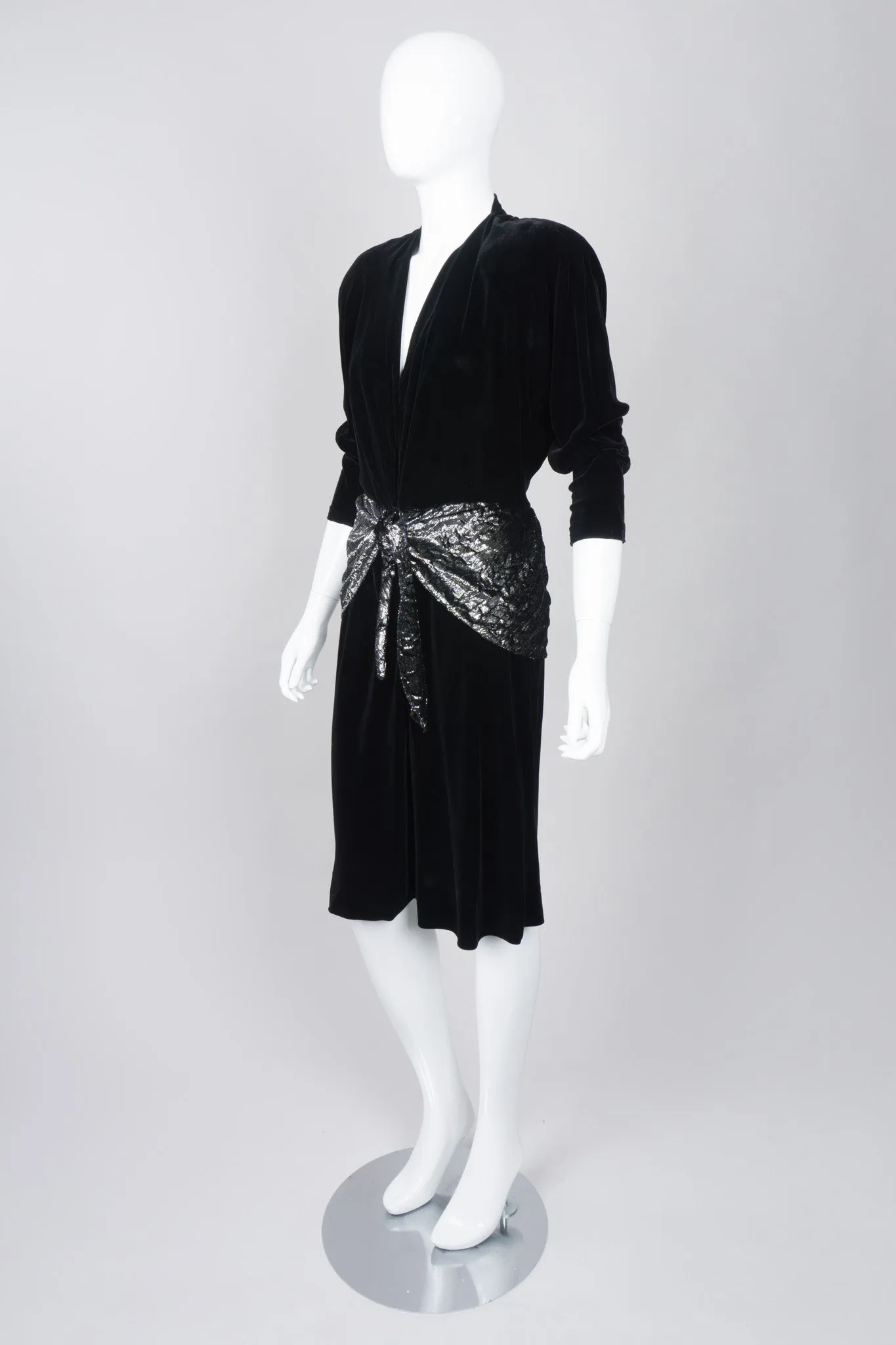 Velvet Lamé Peplum Dress