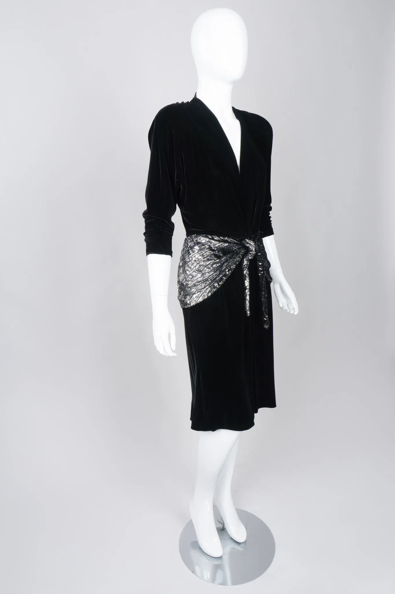 Velvet Lamé Peplum Dress
