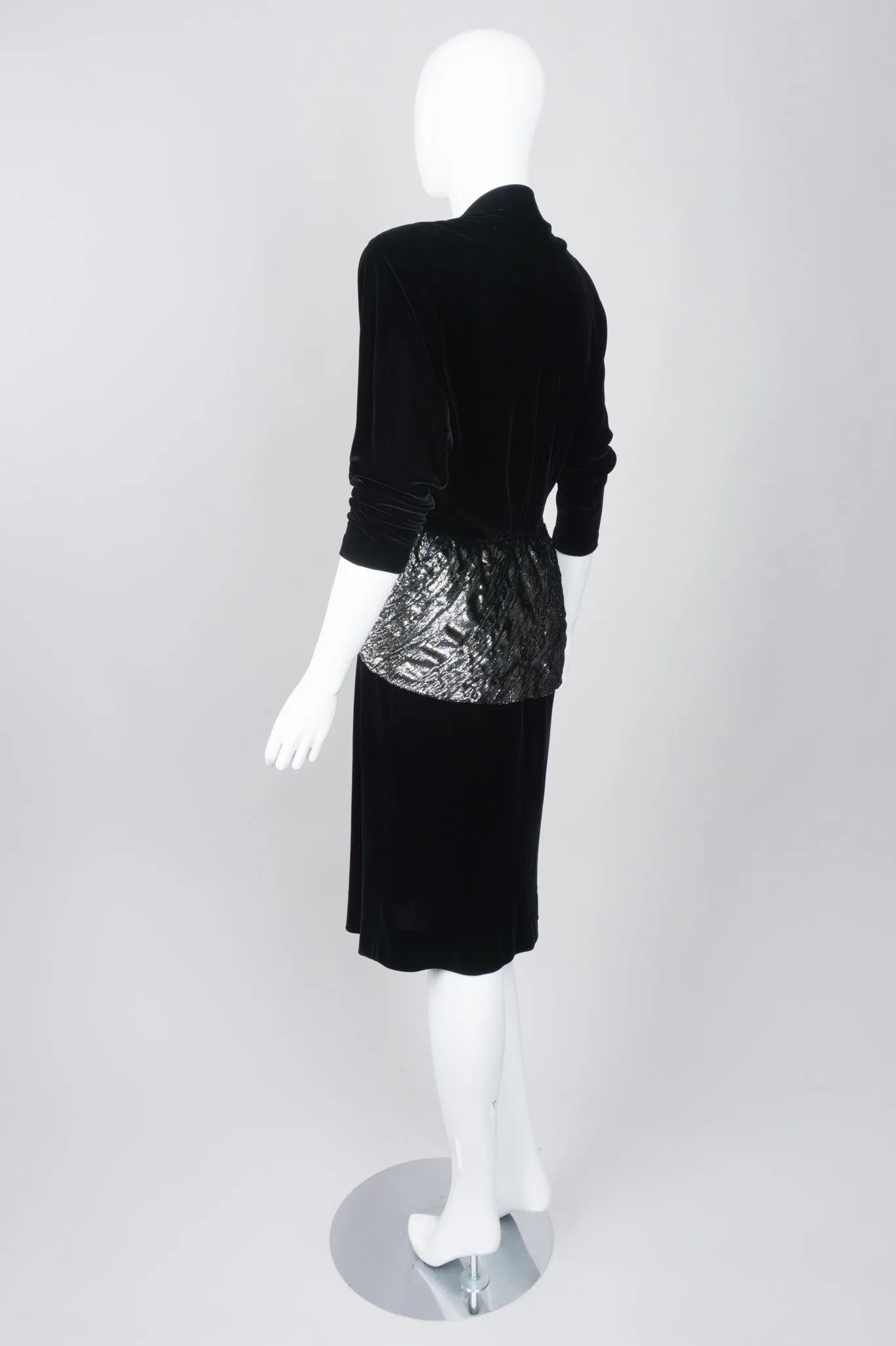 Velvet Lamé Peplum Dress