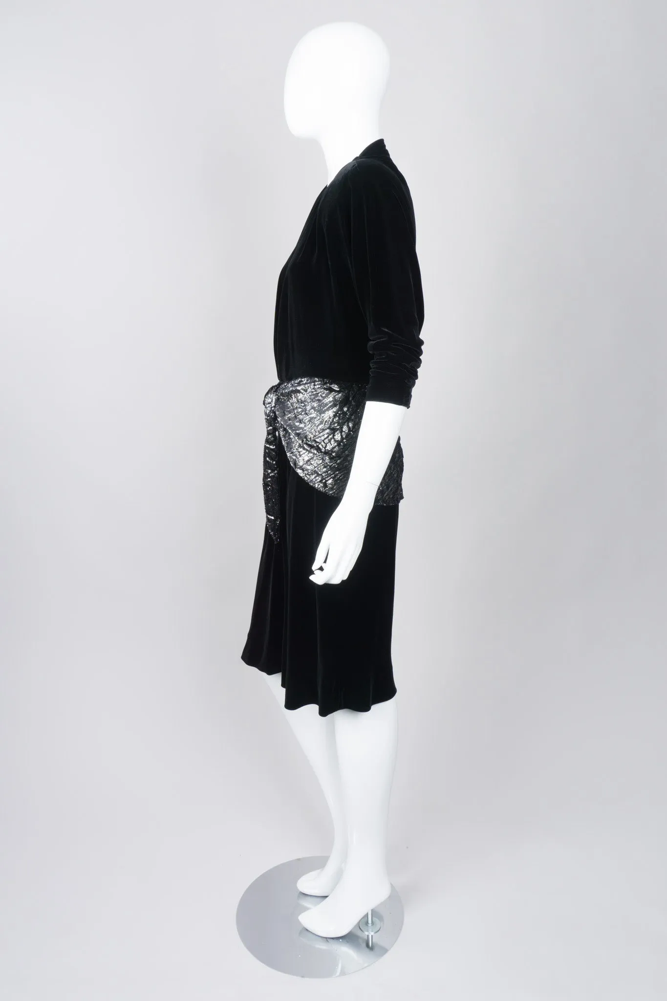 Velvet Lamé Peplum Dress