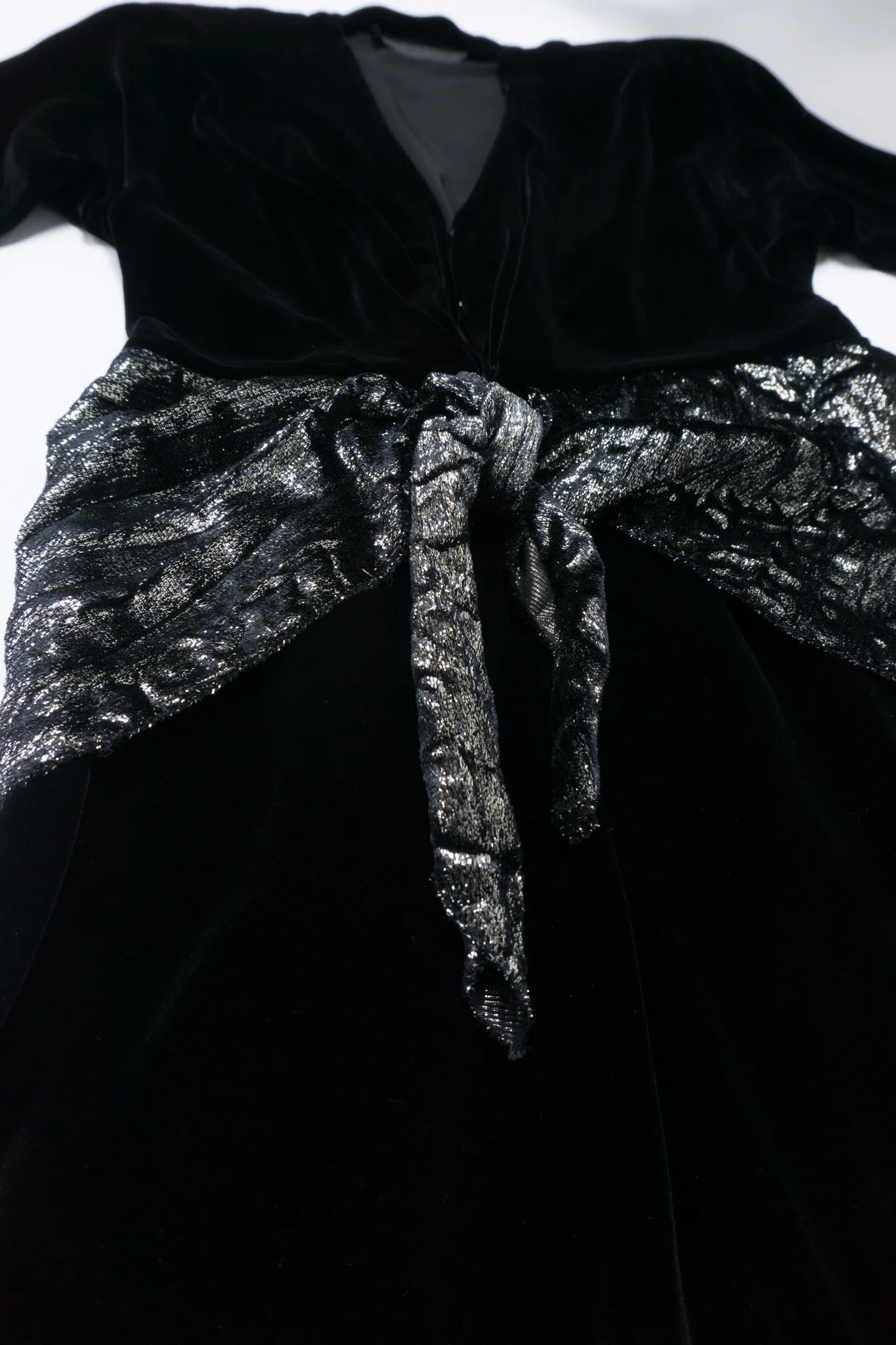 Velvet Lamé Peplum Dress