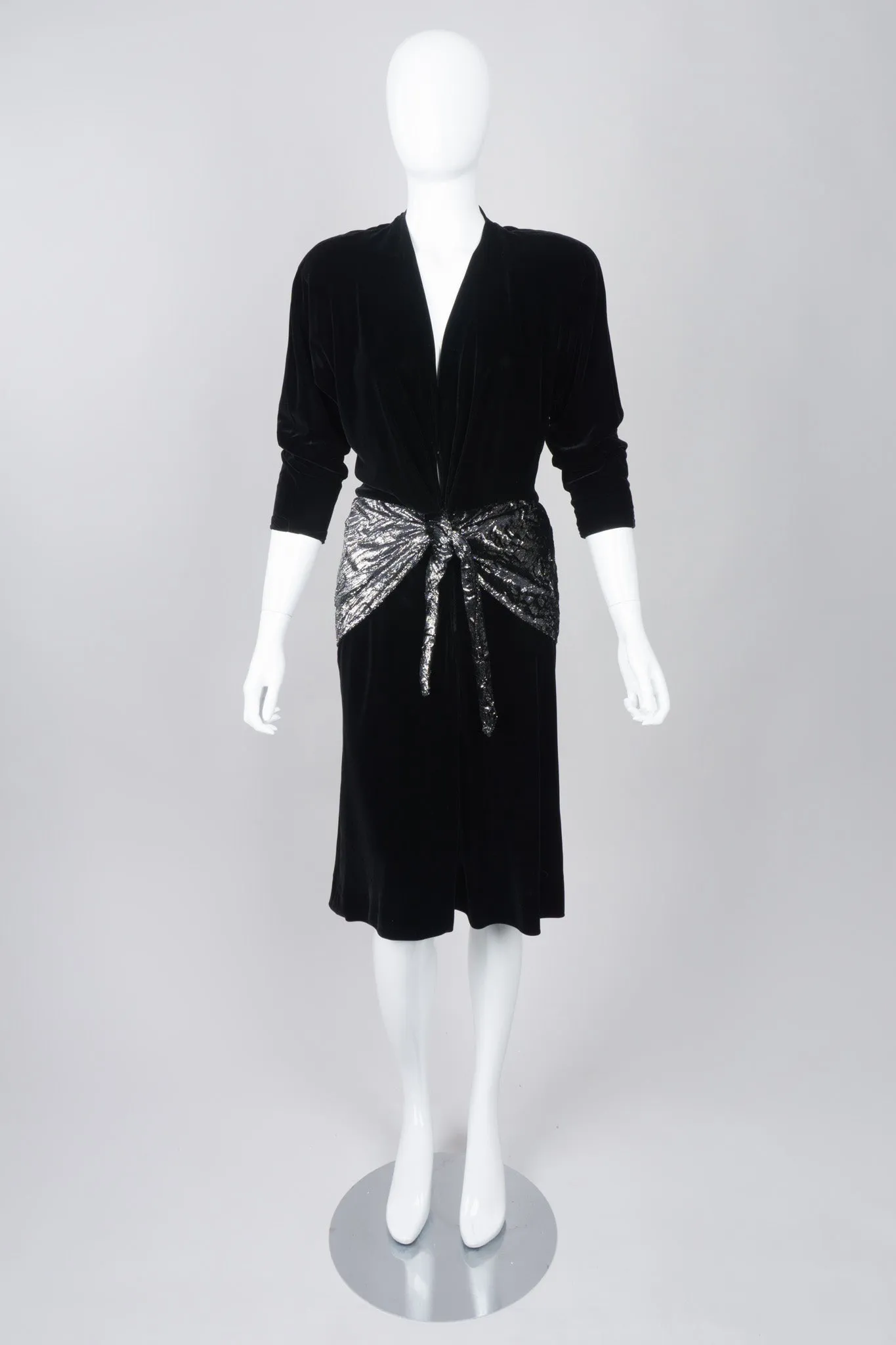 Velvet Lamé Peplum Dress