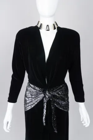 Velvet Lamé Peplum Dress