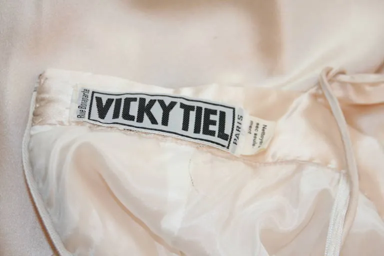VICKY TIEL Ruffled Lace Gown with Open Back