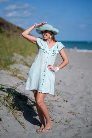 Victoria Short Linen Ruffle Dress