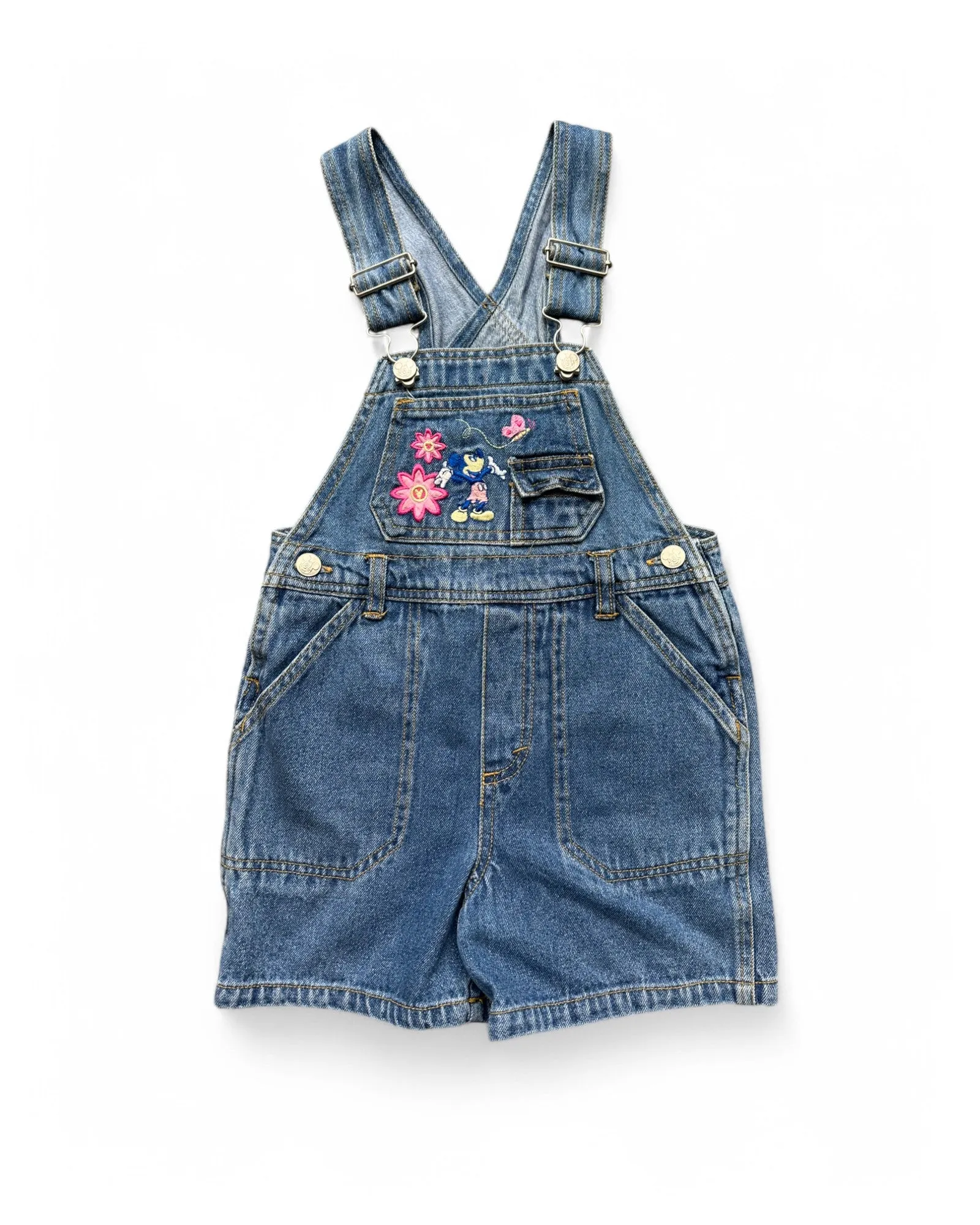 Vintage 90's MIckey & Co Minnie Mouse embroidered denim short dungarees