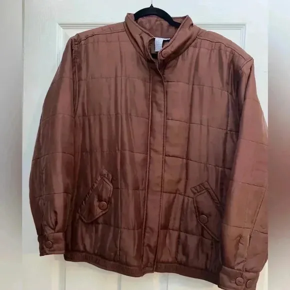 Vintage Anna and Frank Quilted Silk Puffer Jacket - Size L