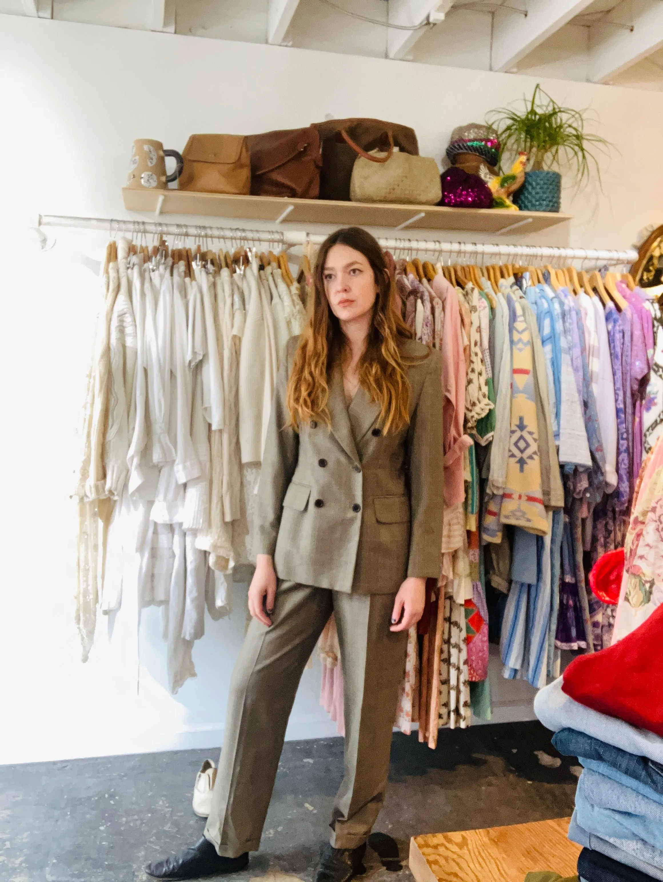 Vintage Bill Blass Brown Herringbone Pants Suit