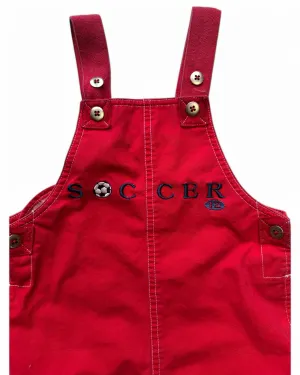 Vintage Circo 'Soccer' short red cotton toddler dungarees