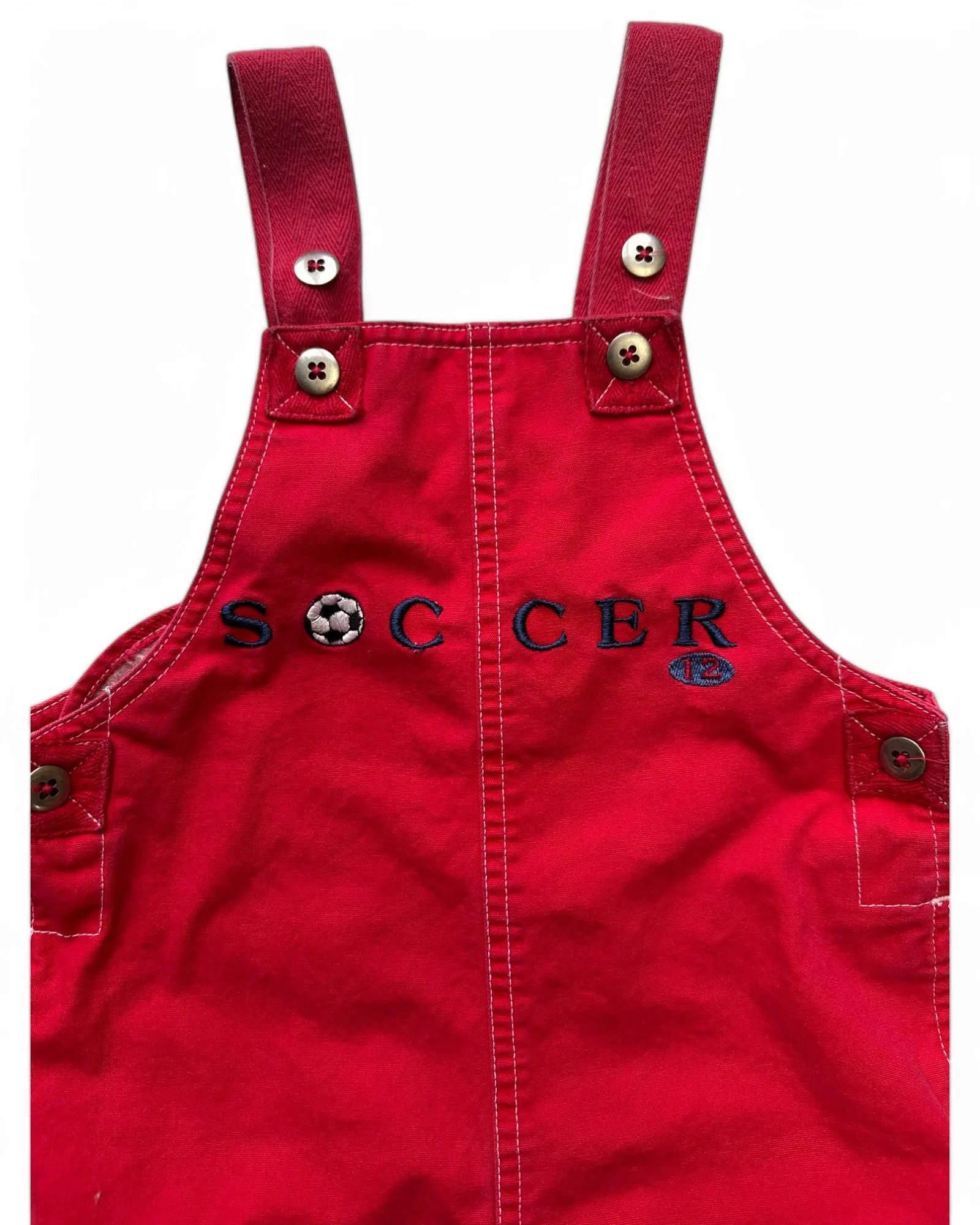 Vintage Circo 'Soccer' short red cotton toddler dungarees