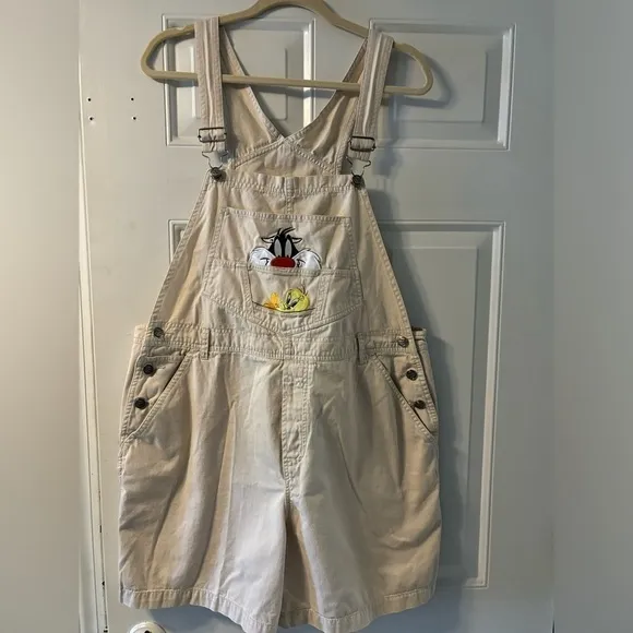 Vintage Y2K Embroidered Looney Tunes  Plus Size 18W overalls 1990s style retro