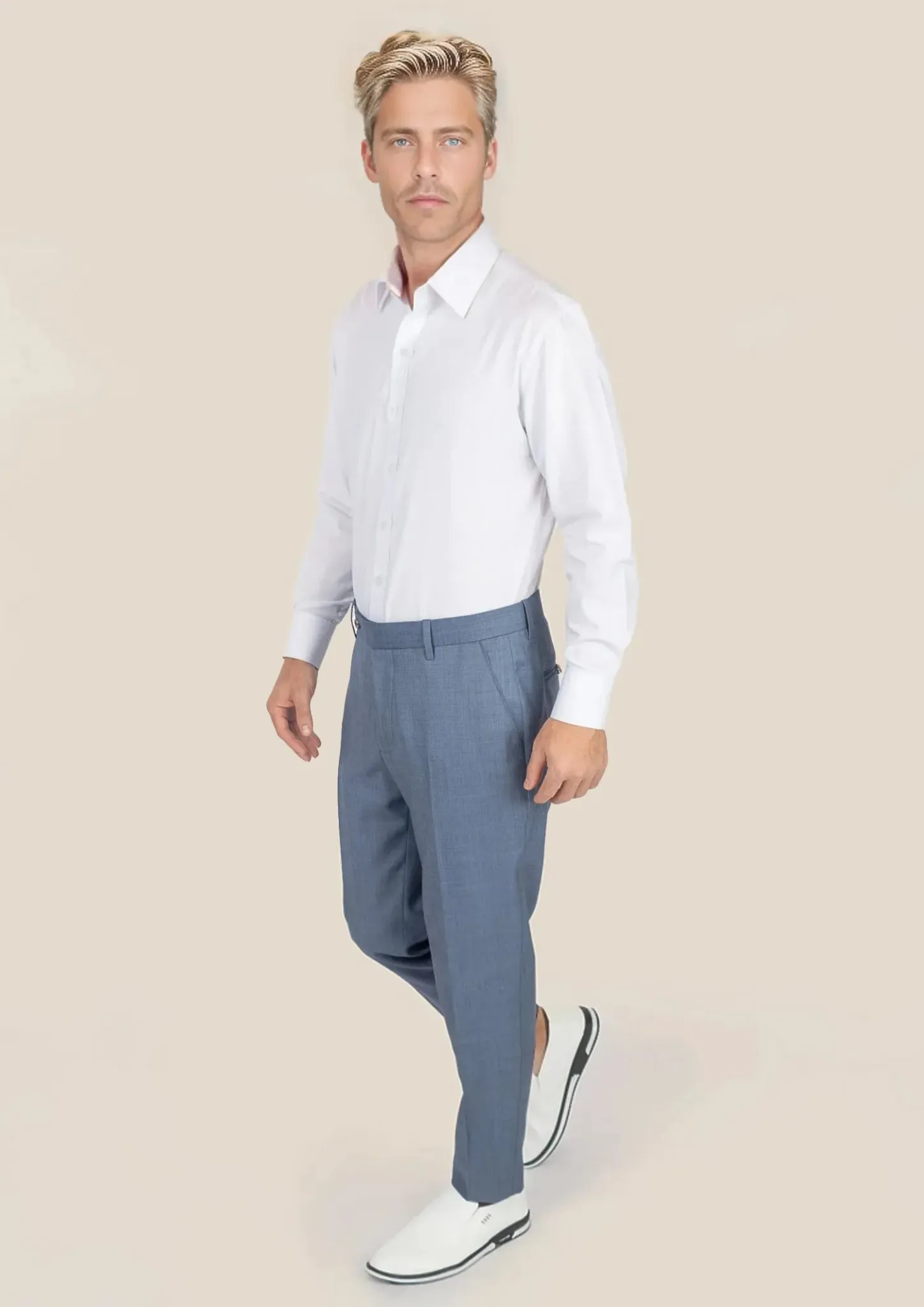 Vista Blue Sharkskin Pants