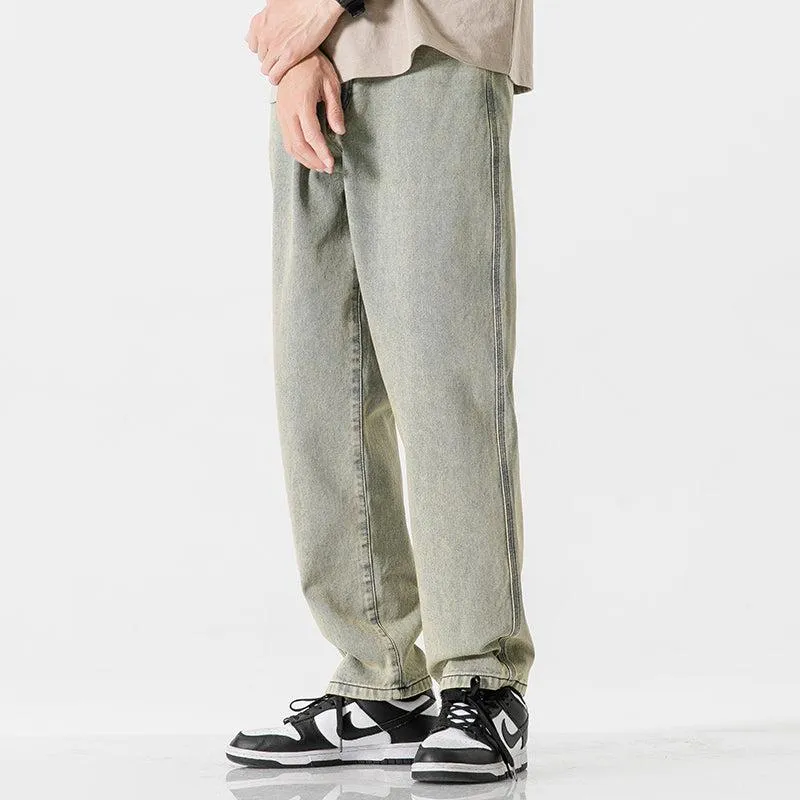Washed Drape Straight-leg Jeans