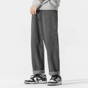 Washed Drape Straight-leg Jeans