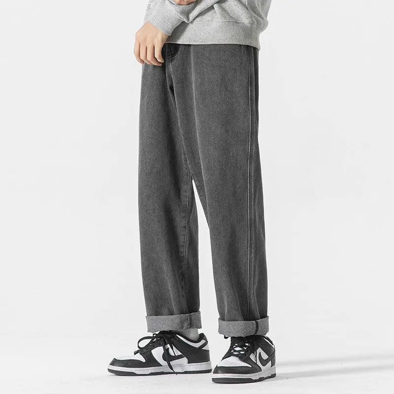 Washed Drape Straight-leg Jeans