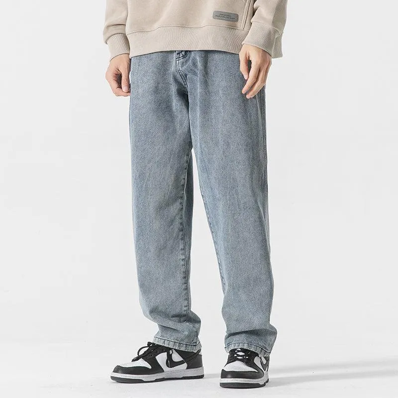 Washed Drape Straight-leg Jeans