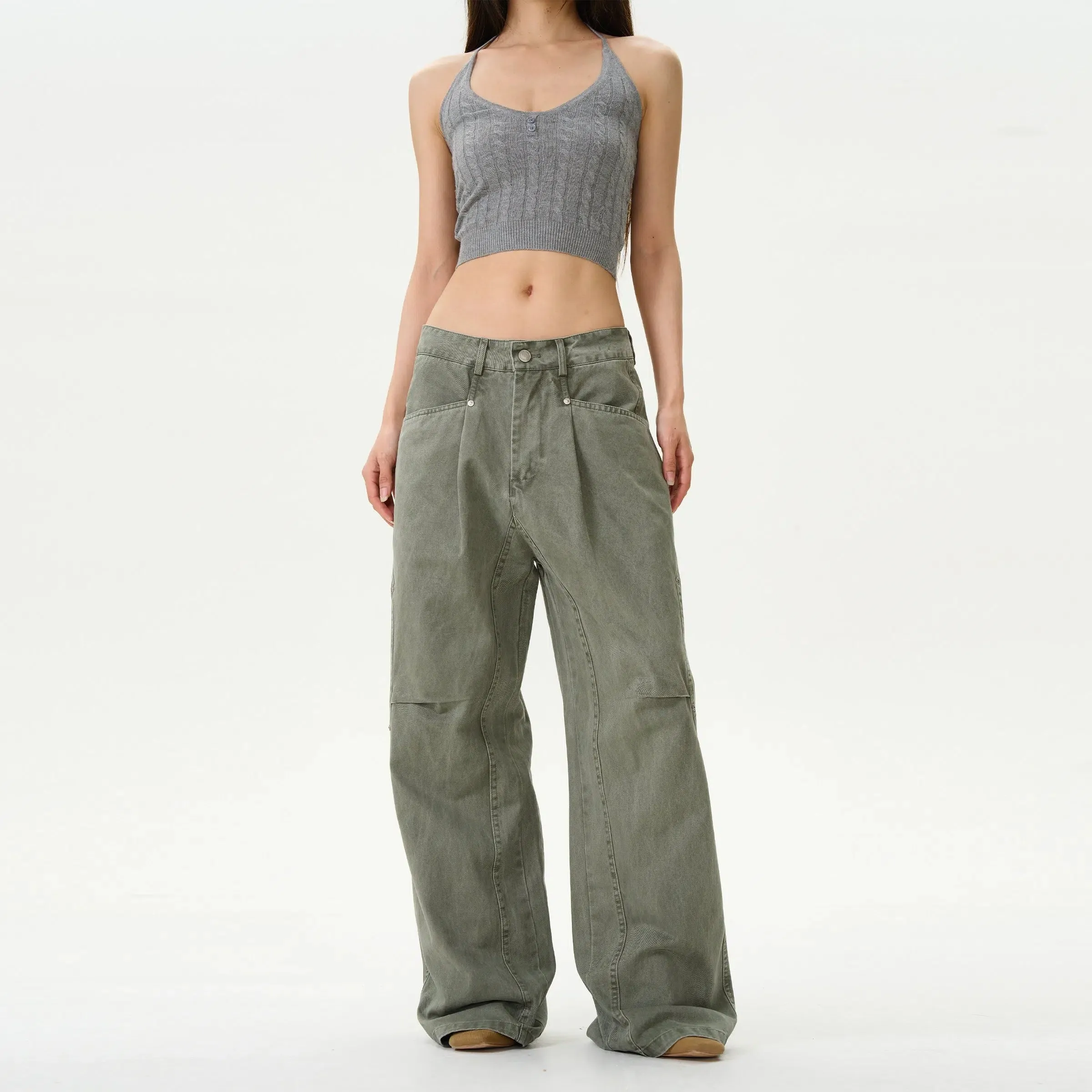 Washed Vintage Straight-leg Jeans