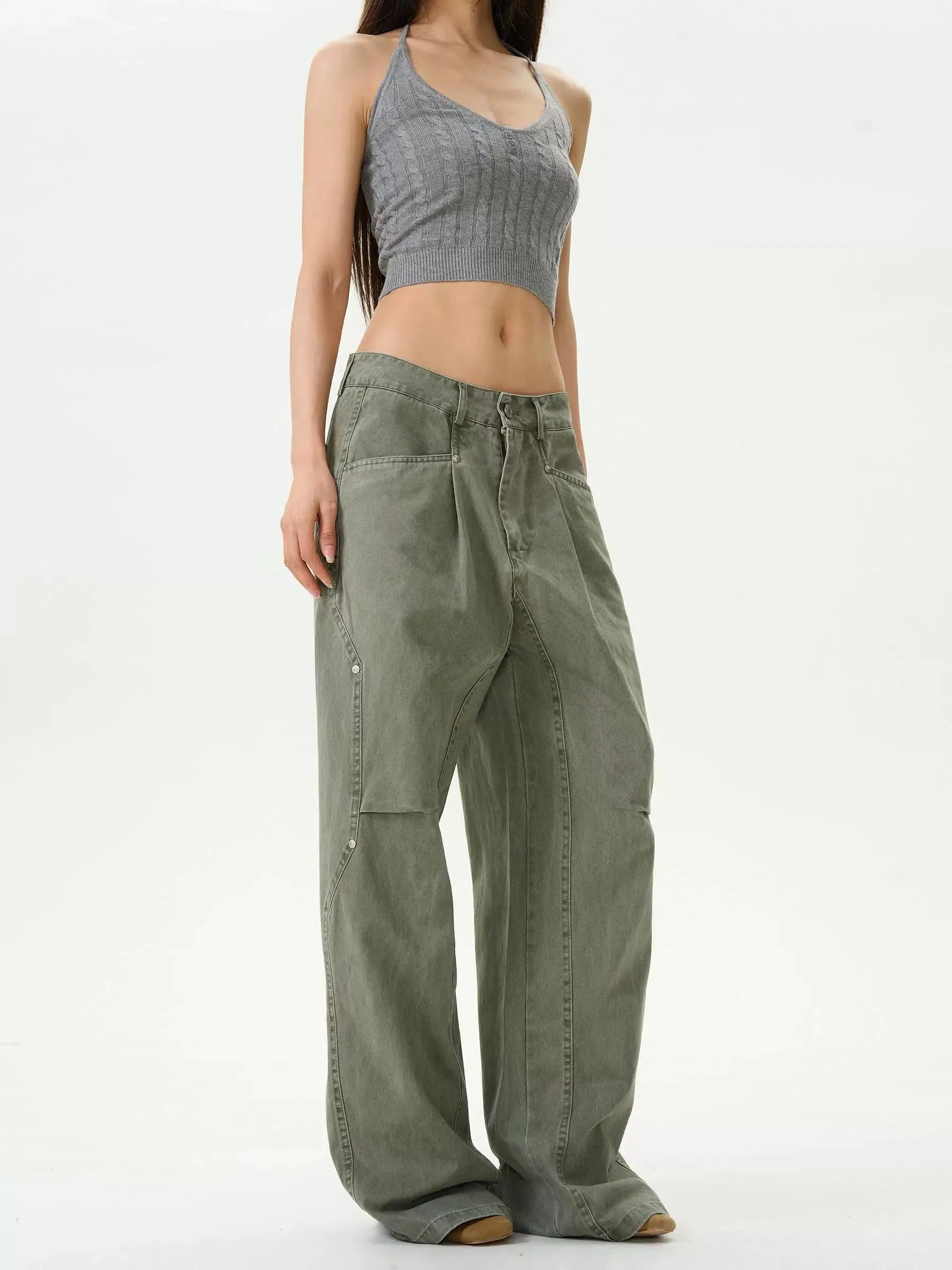 Washed Vintage Straight-leg Jeans