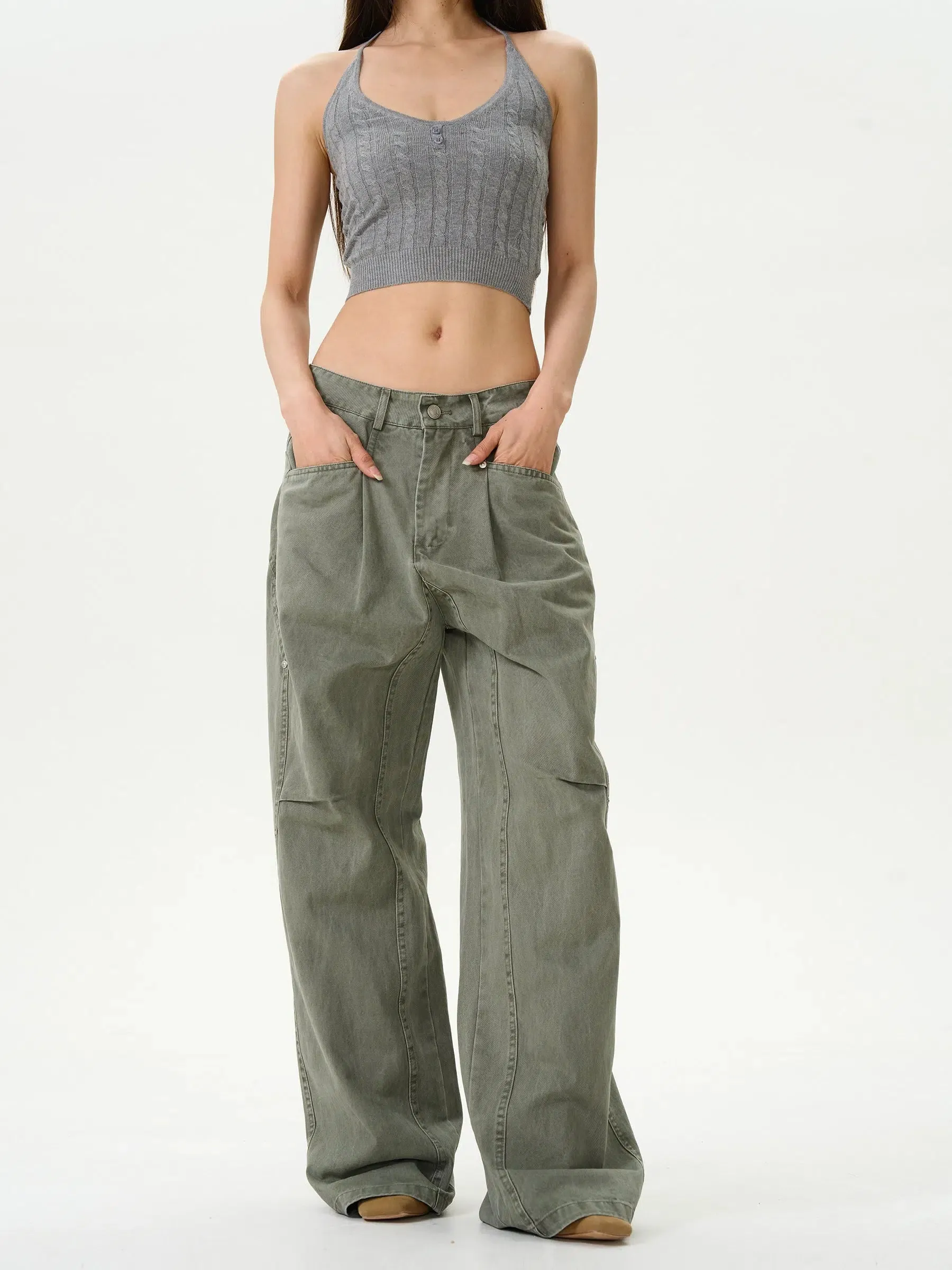 Washed Vintage Straight-leg Jeans