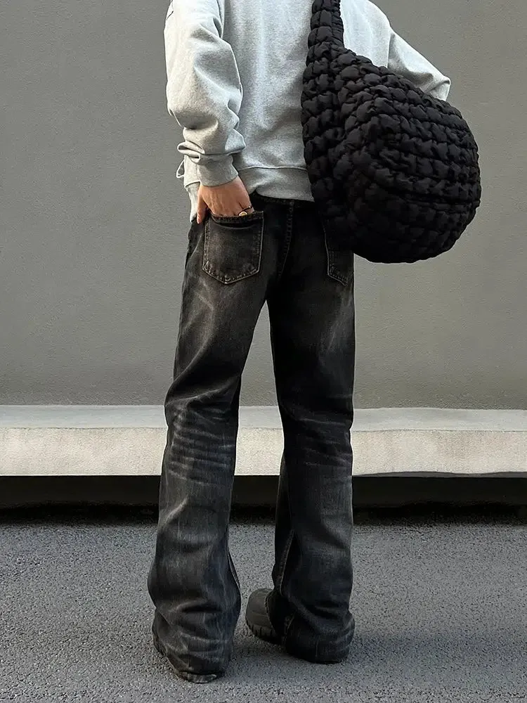 Washed Wide-leg Straight-leg Jeans