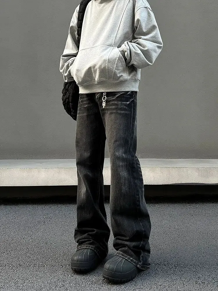 Washed Wide-leg Straight-leg Jeans