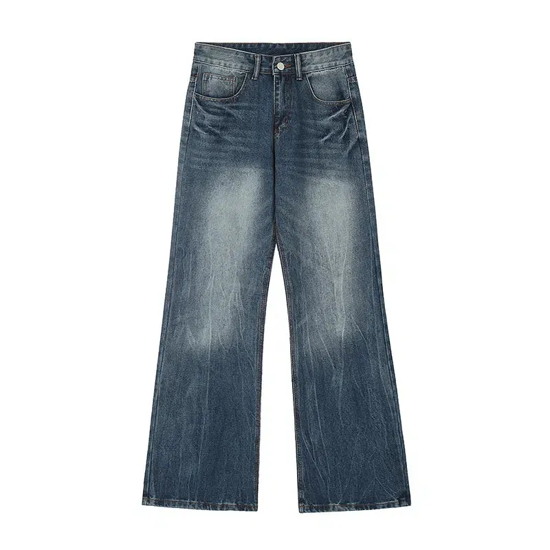 Washed Wide-leg Straight-leg Jeans